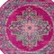 Homeroots 8 ft. Round Fuchsia & Blue Distressed Area Rug 385314 - alternate 2